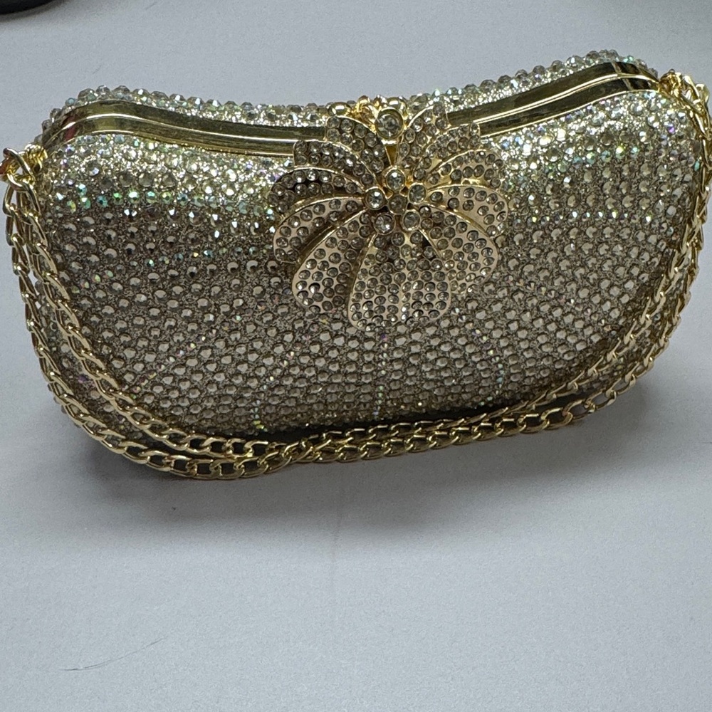 Dazzling Gold Crystal Evening Clutch